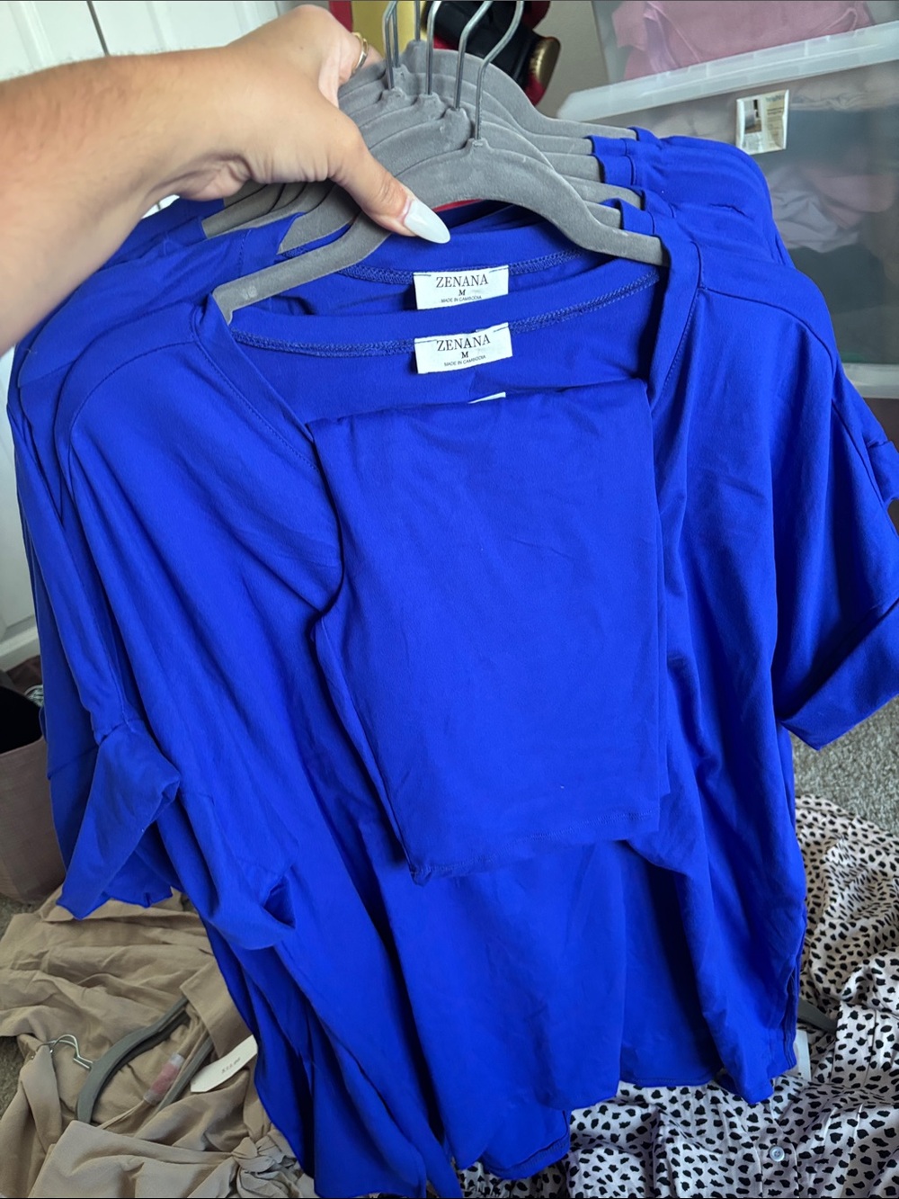 Zenana Cobalt Blue V-Neck Top & Biker Short 2-piece Set - Picture 2 of 2